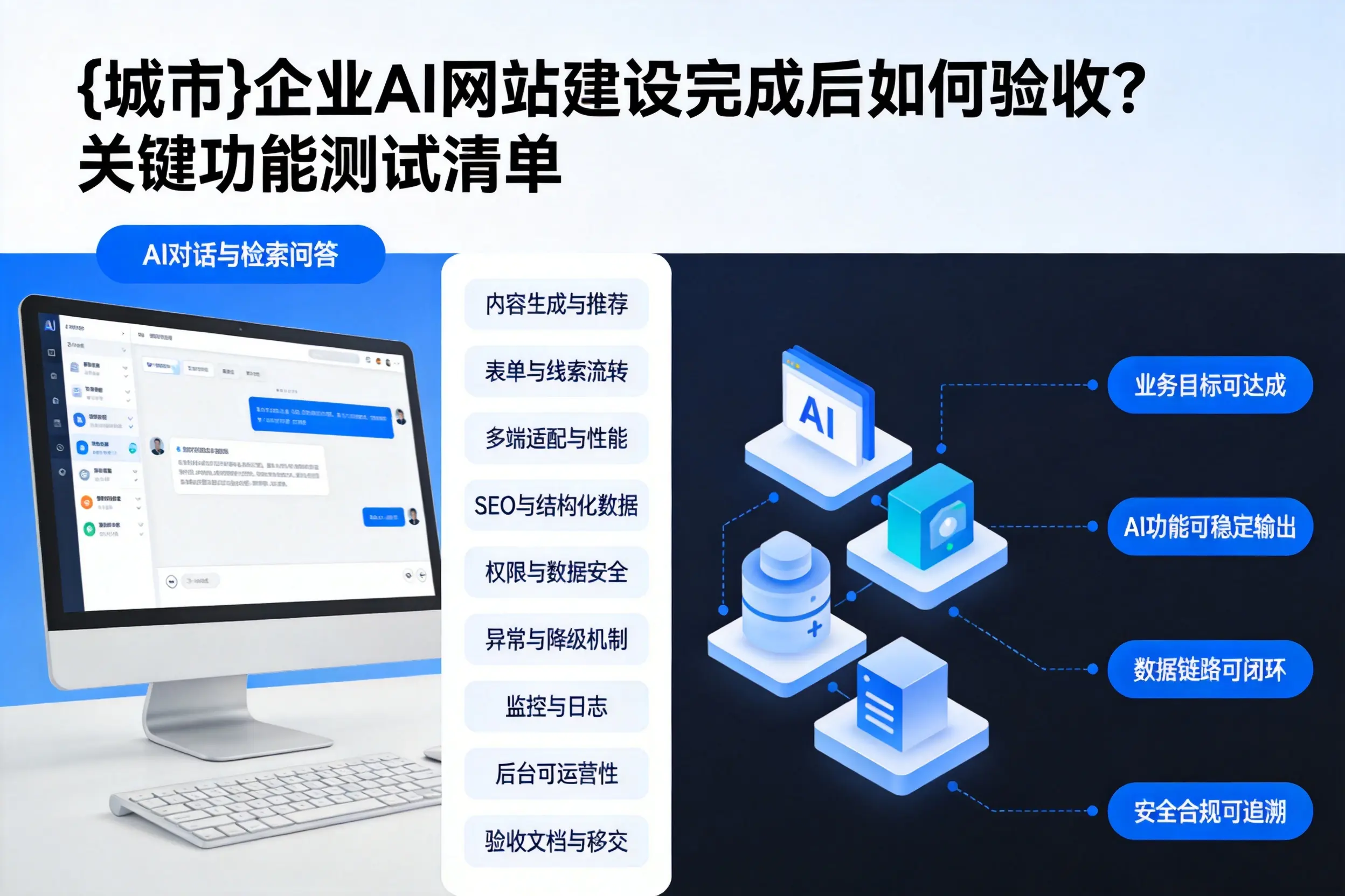 河源企业AI网站建设完成后如何验收？关键功能测试清单